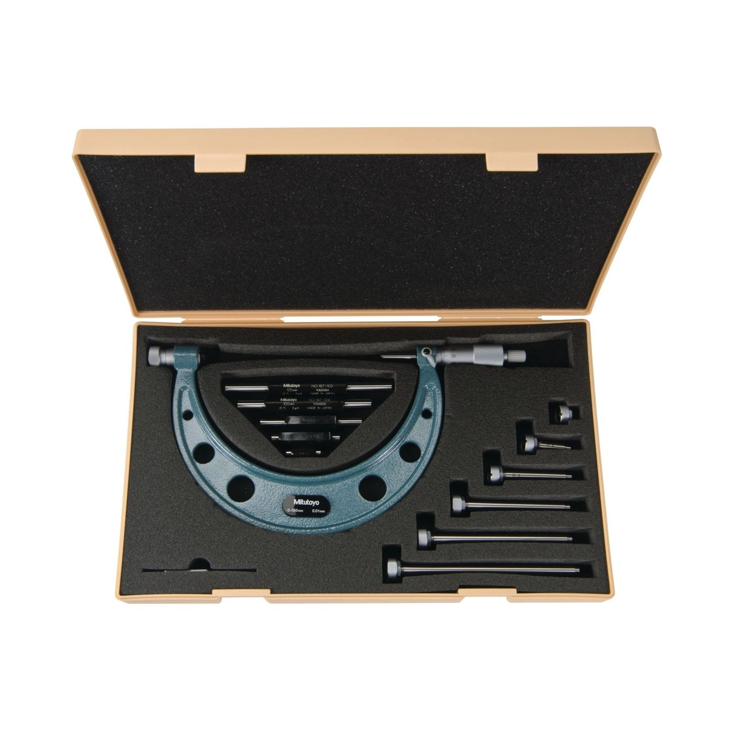 Micrômetro Externo 0-150mm 0,01mm Com Batentes Intercambiáveis 104-135A - Mitutoyo Loja Oficial | Produto Original