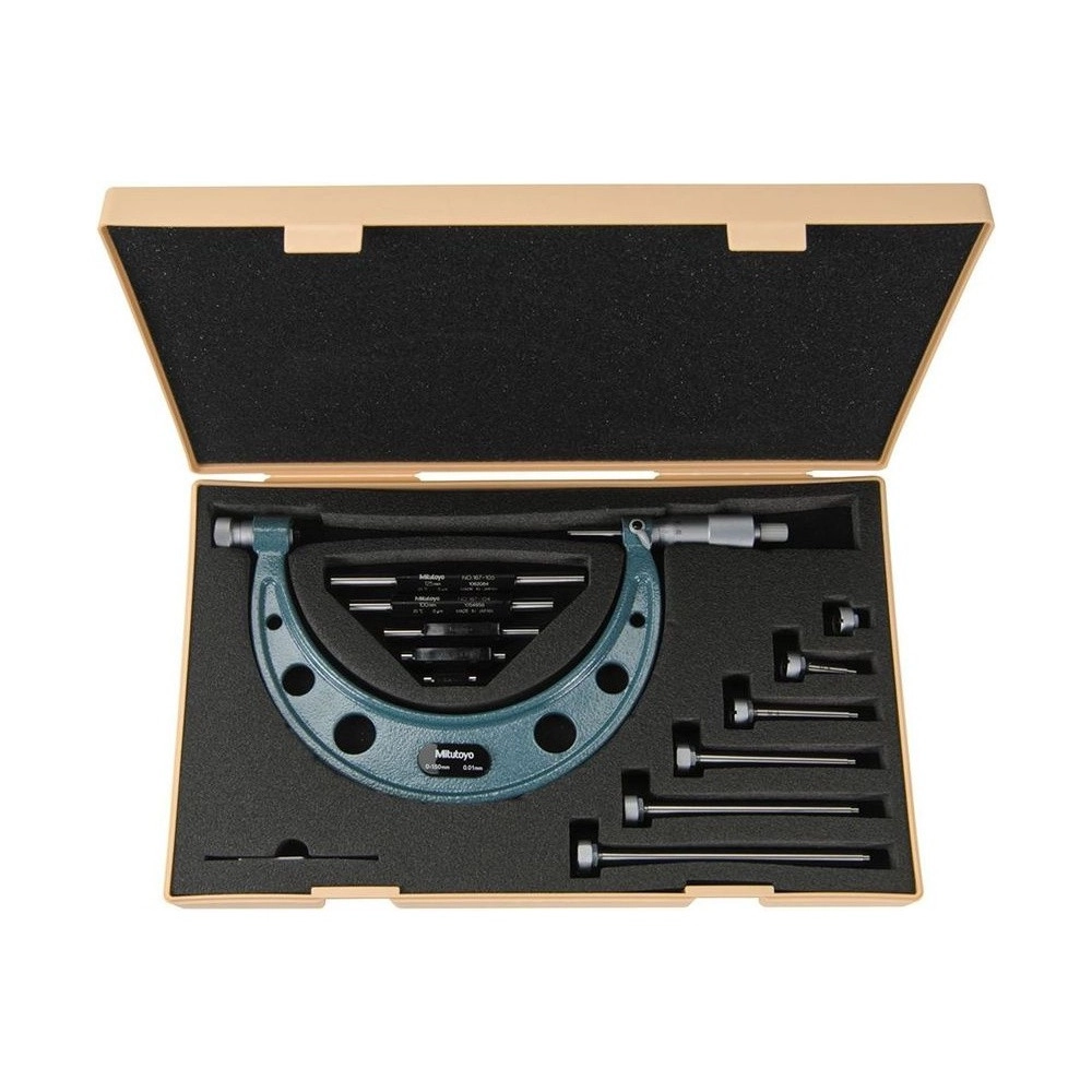 Micrômetro Externo 0-100mm 0,01mm Com Batentes Intercambiáveis 104-139A - Mitutoyo Loja Oficial | Produto Original